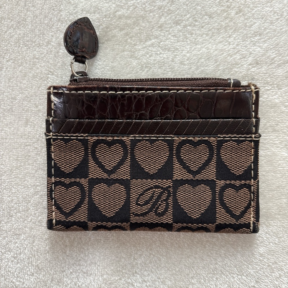 Y2K Brighton Brown Croc Heart Card Holder Coin Purse